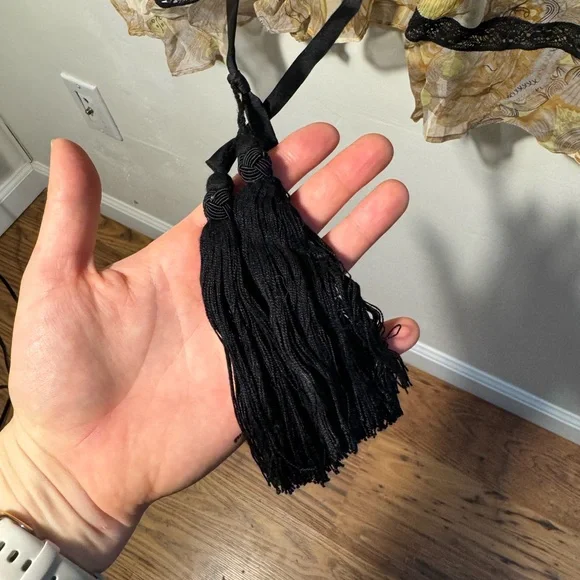 🌙Women’s Zara Sheer Silk Paisley Cover Up Dress with Tassels✨ - Picture 5 of 9